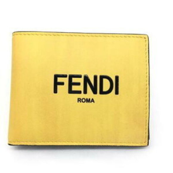 FENDI Bifold Wallet Leather Yellow Black - Picture 1 of 7